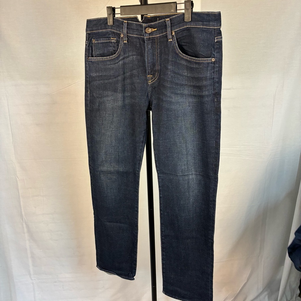 7 For‎ All Mankind The Straight Dark Wash Clipped 34